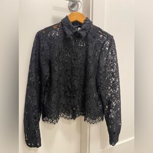 Zara, Lace Shirt, Black, Size XS